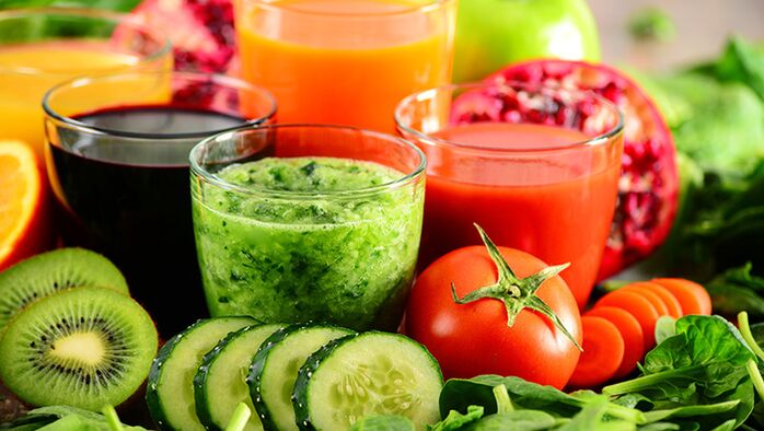 Bevande di frutta e verdura sulla dieta da bere